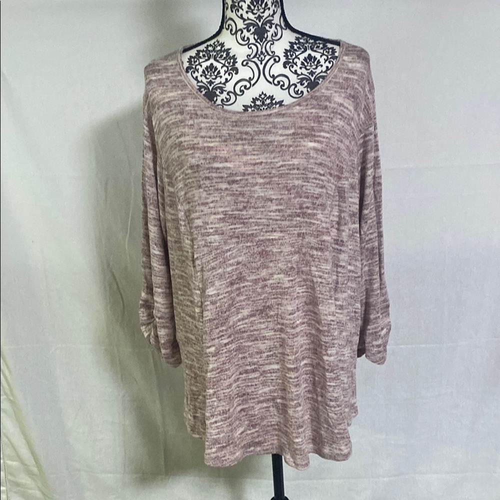 Bobeau Pink and Purple Tunic Top Rayon Blend 3X Relaxed fit EUC